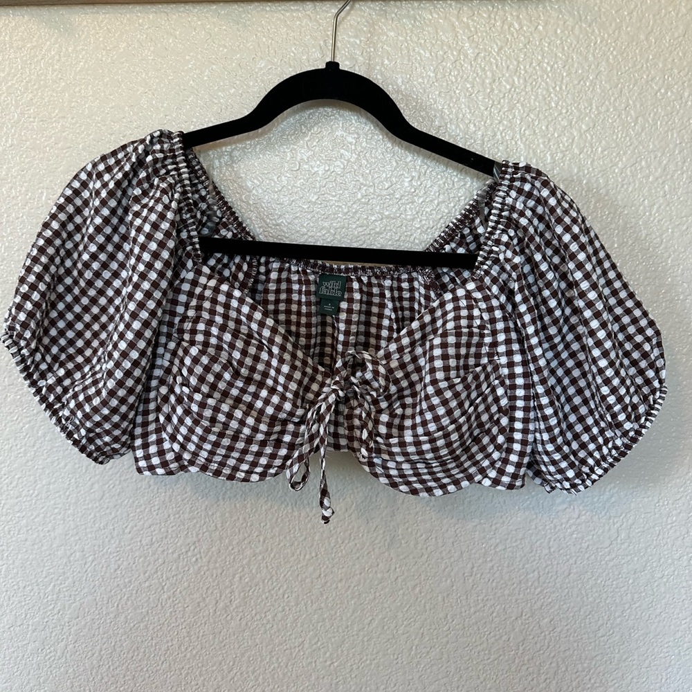 Brown gingham crop top